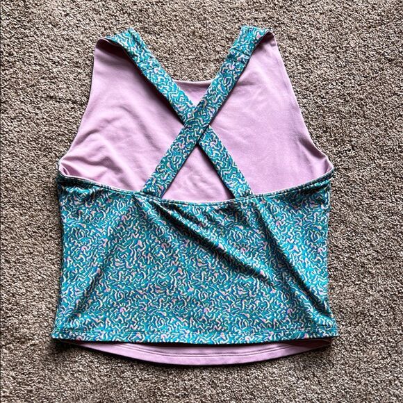 Patagonia Teal and Lavender Patterned Tank Top - Picture 2 of 4